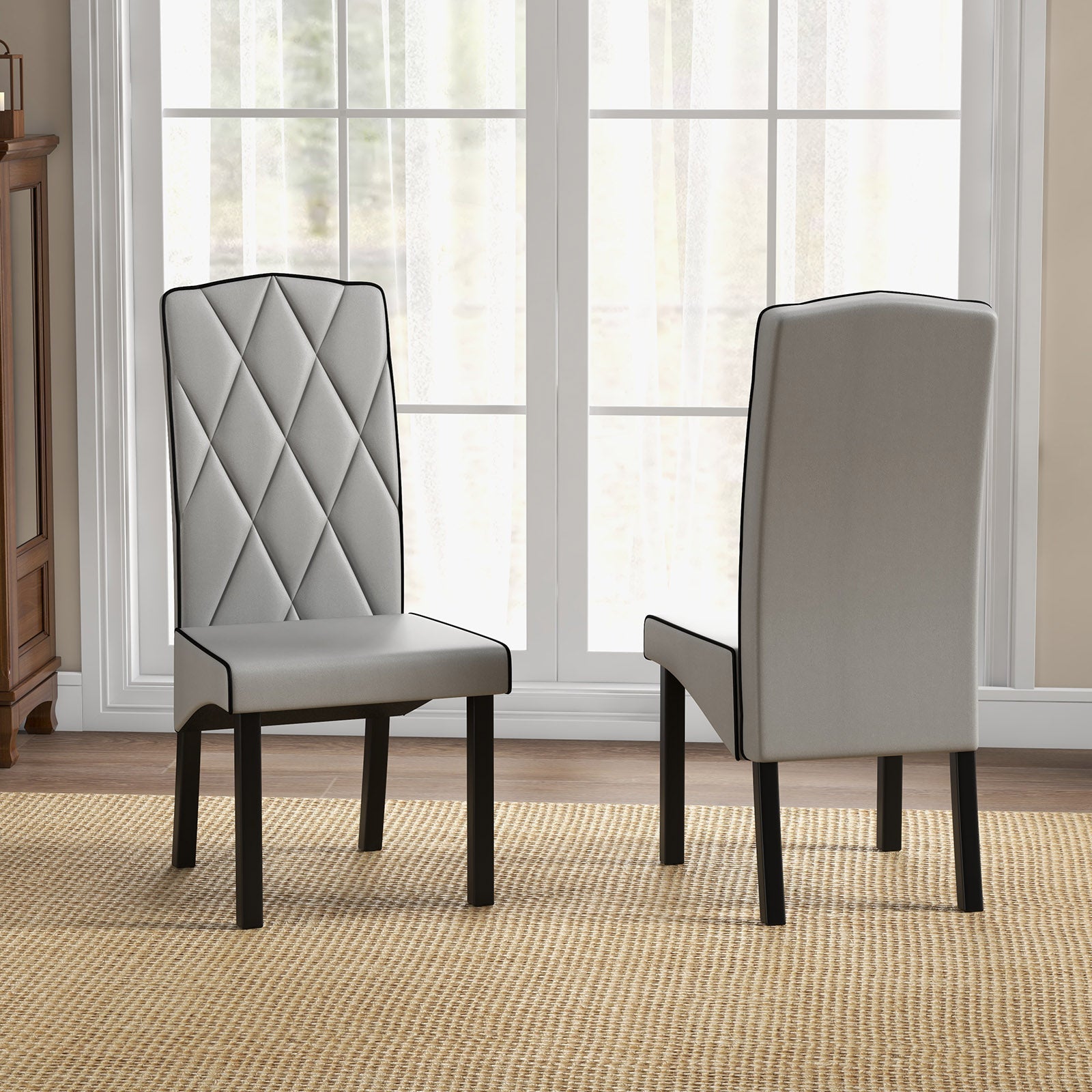 Modern Dining Chair with High Backrest High-density Sponge Cushion