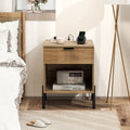 Modern Nightstand with Charging Station-Natural