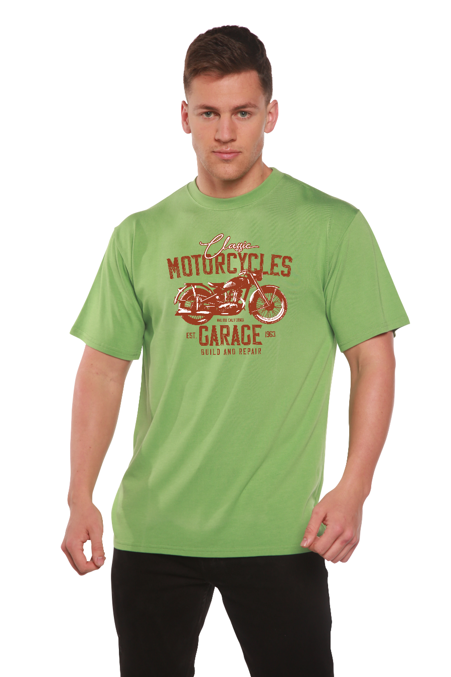 Motorcycles Garage Men's Bamboo Viscose/Organic Cotton Short Sleeve Graphic T-Shirt