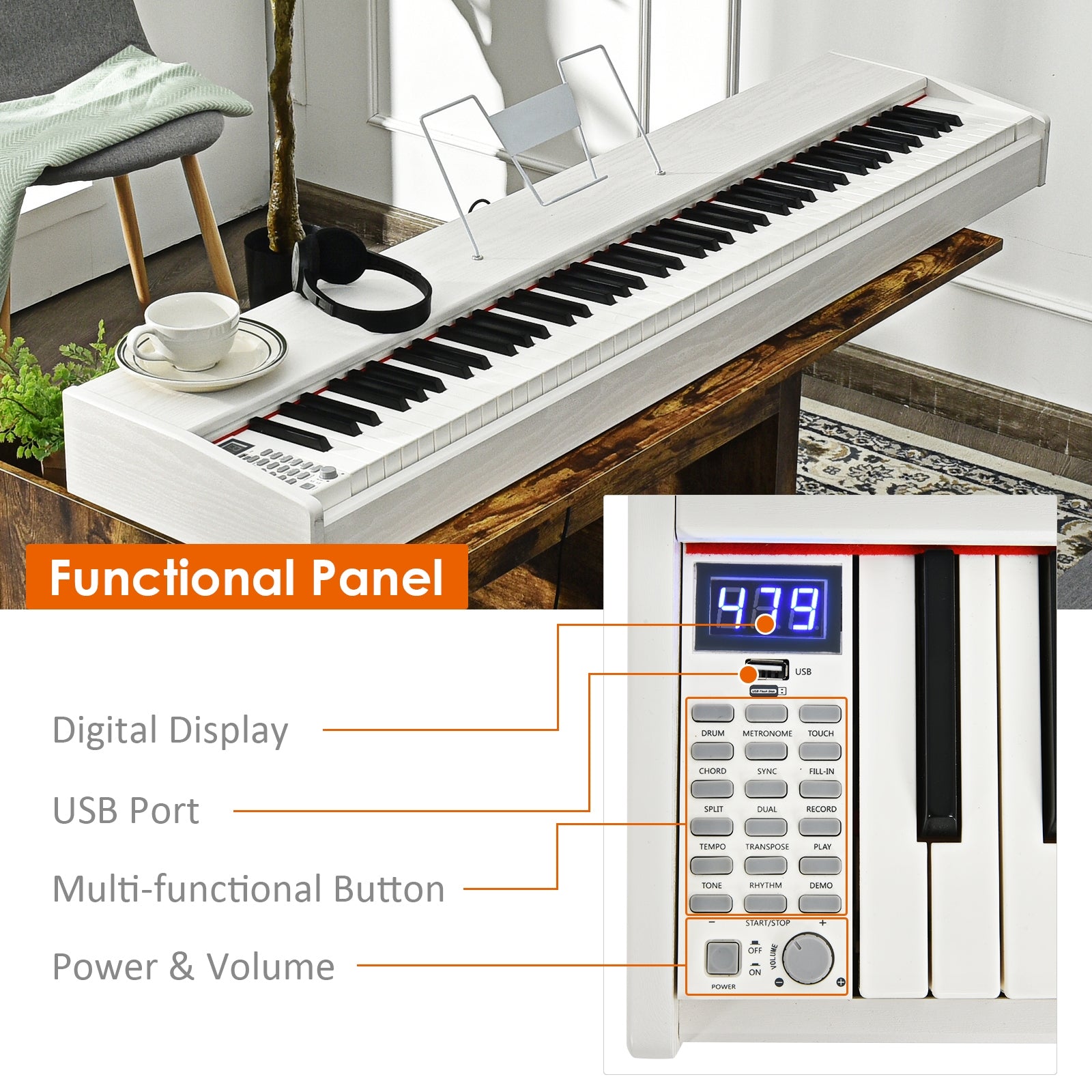 88-Key Full Size Digital Piano Weighted Keyboard with Sustain Pedal