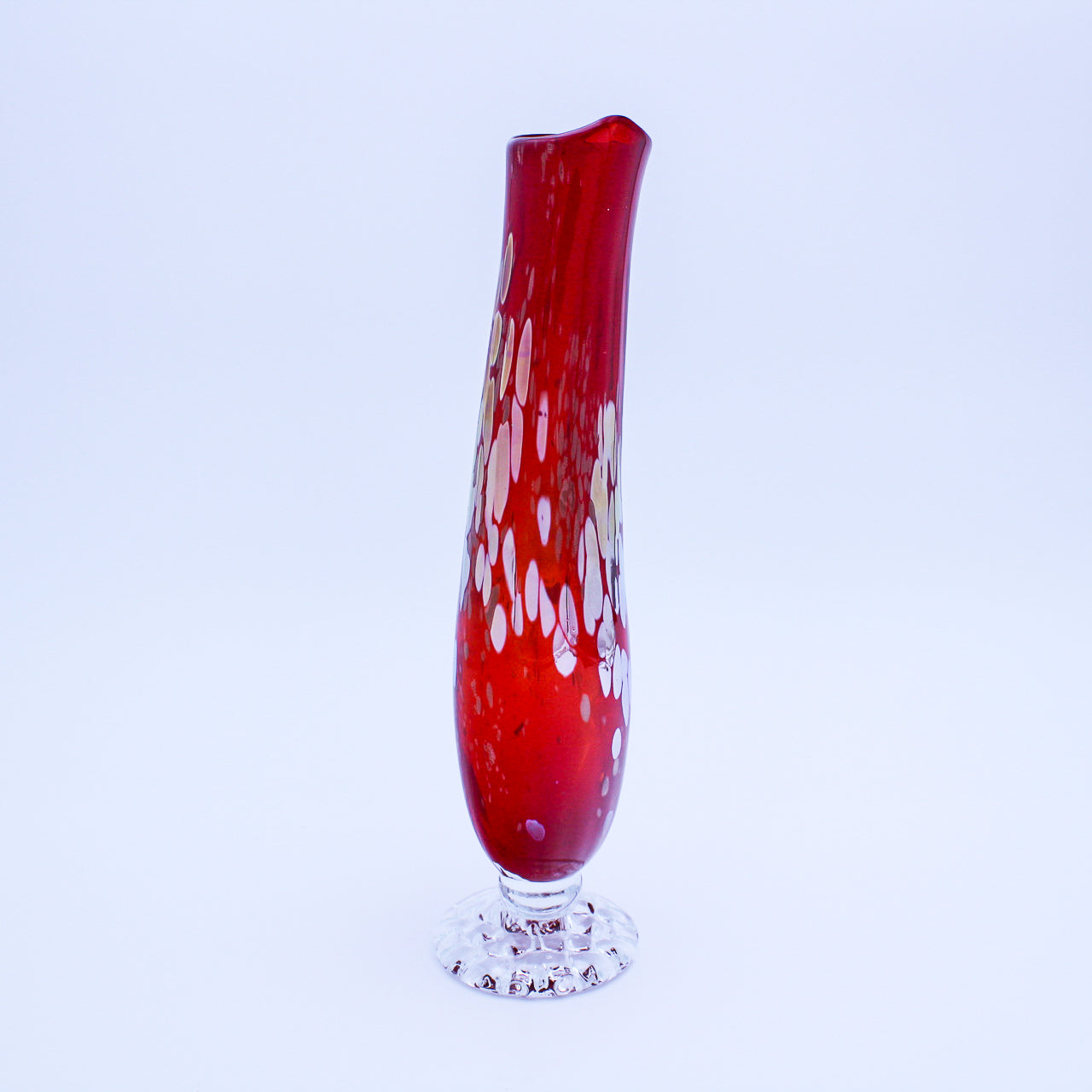 Red Swung Glass Vase - Handblown 12" Tall