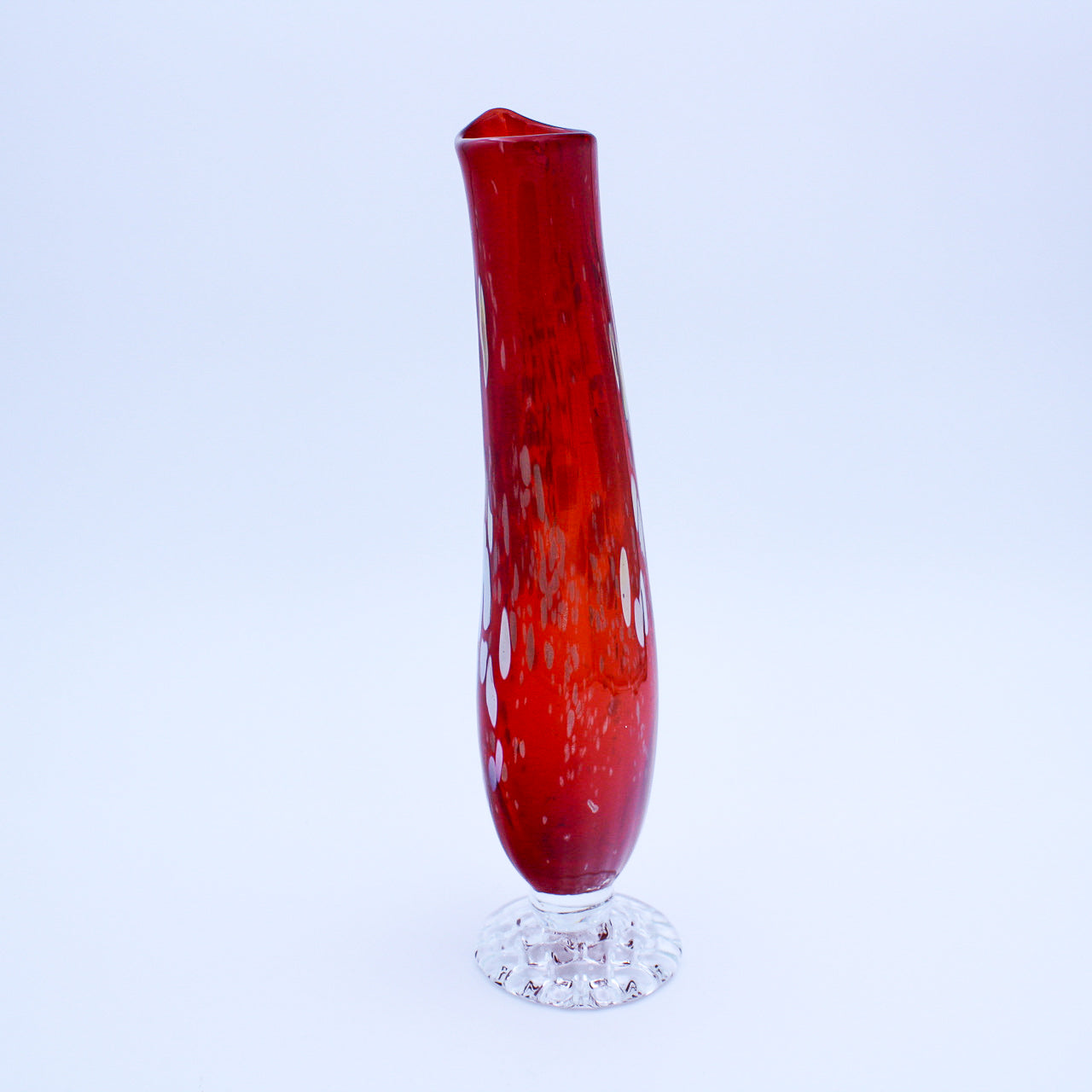 Red Swung Glass Vase - Handblown 12" Tall