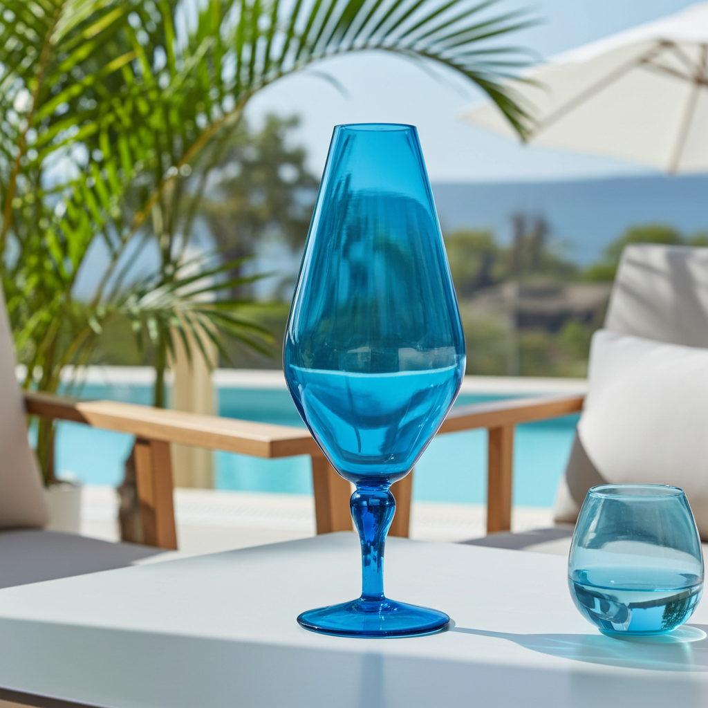 Italian Empoli Teardrop Art Glass Vase – Blue Mid‑Century Accent