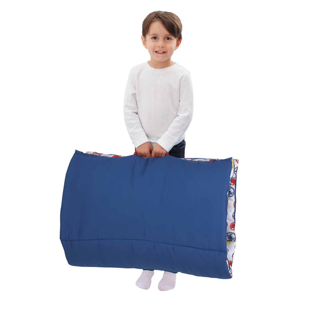 Spidey and His Amazing Friends Blue, Red, Yellow, and Green, Team Up Deluxe Easy Fold Toddler Nap Mat