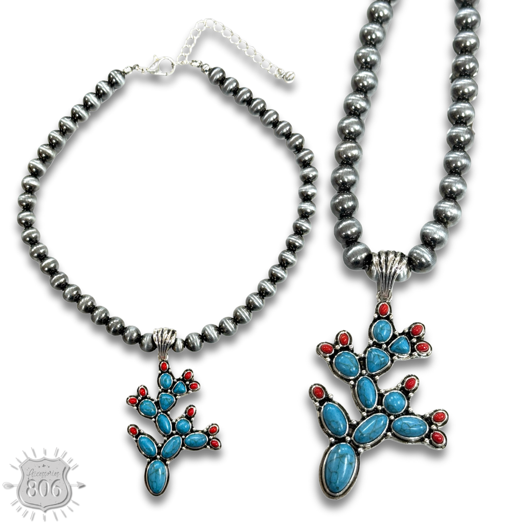 Prickly pear cactus necklace