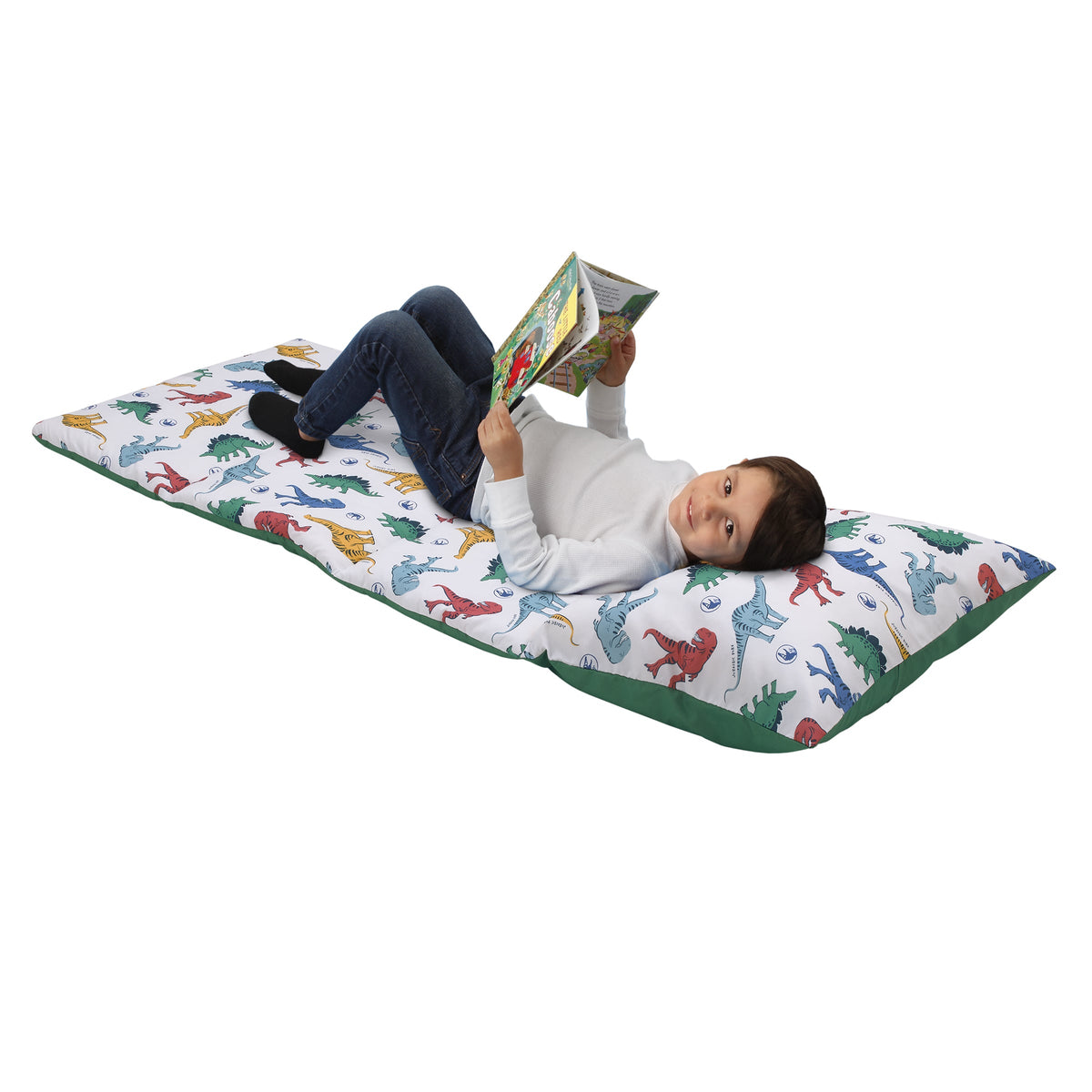 Jurassic World Wild and Free Green, Blue, and Yellow Dinosaur Deluxe Easy Fold Toddler Nap Mat