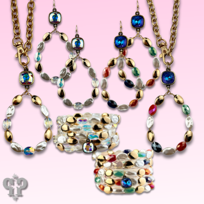 Oval bead teardrop earring with crystals from Swarovski®