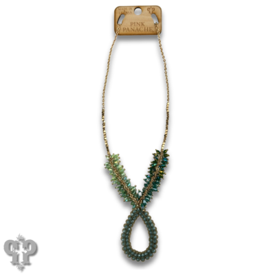 Ombre cluster bead necklace and teardrop pendant