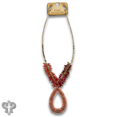 Ombre cluster bead necklace and teardrop pendant