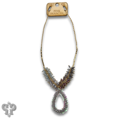 Ombre cluster bead necklace and teardrop pendant