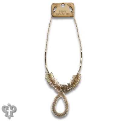 Ombre cluster bead necklace and teardrop pendant