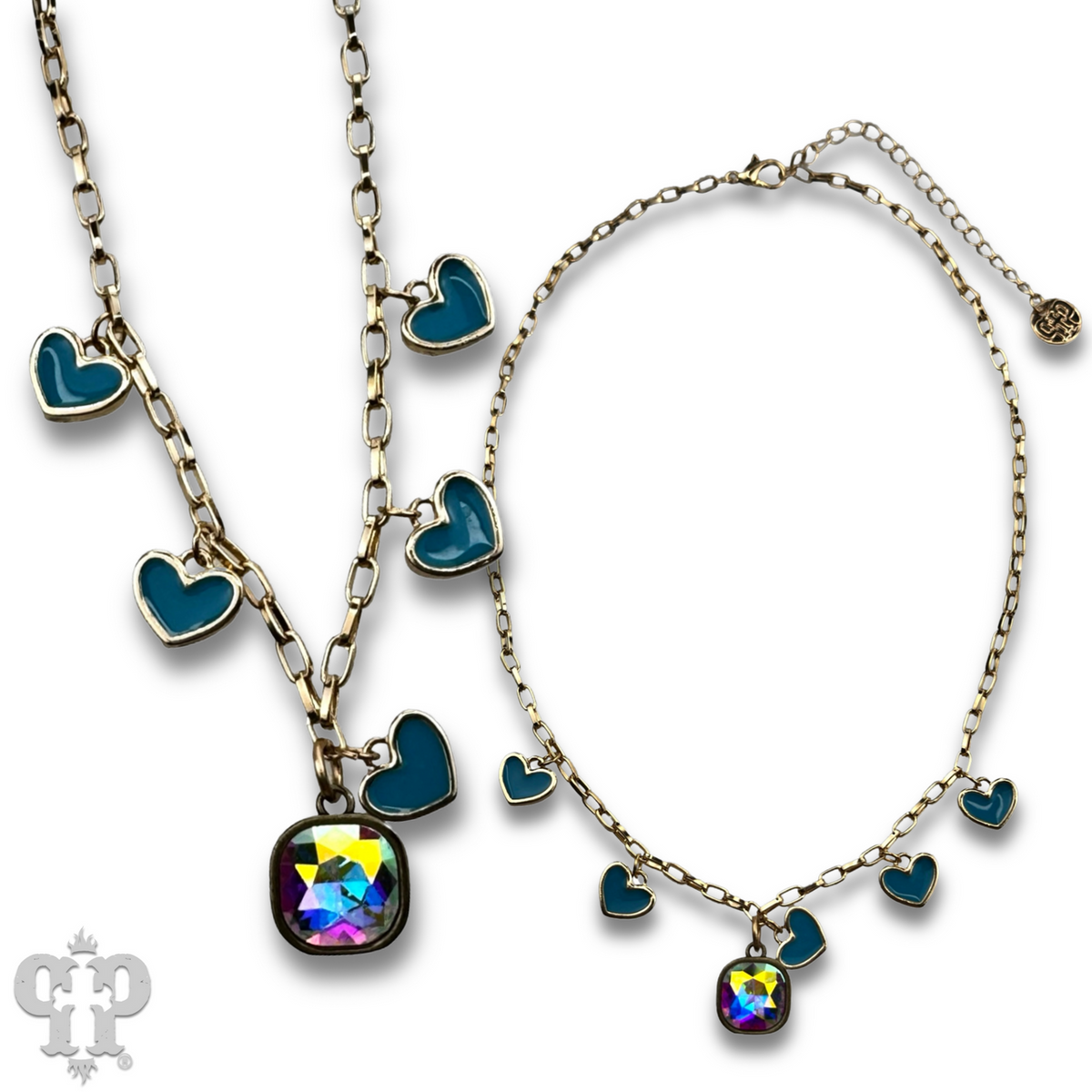 Enamel hearts necklace with crystals from Swarovski®