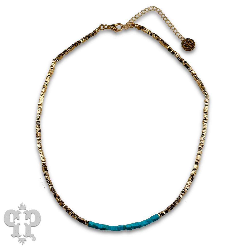 Gold and turquoise layering necklace