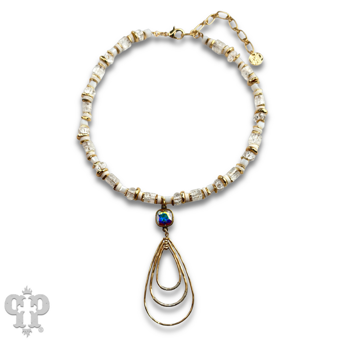 Triple teardrop pendant necklace with crystal from Swarovski®