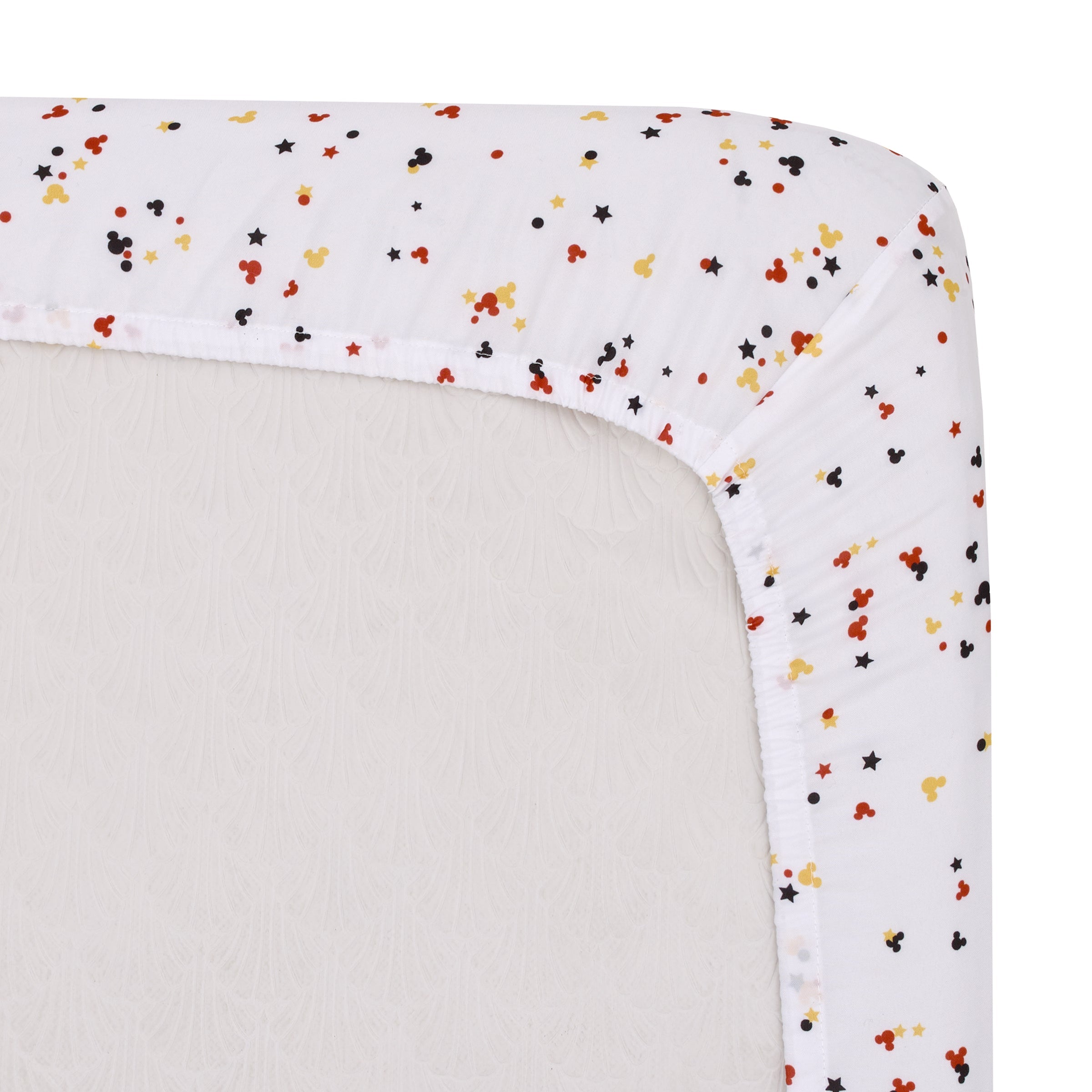 Mickey Mouse - Red, Yellow, Black and White Mickey Confetti Nursery Fitted Crib Sheet