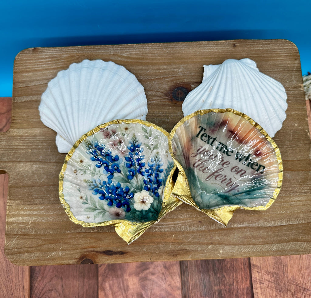 Decoupaged Scallop Trinket Dish