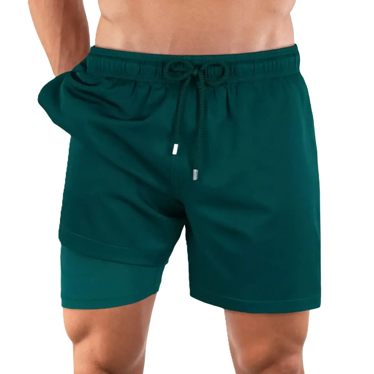 Night Green Hybrid Short, Compression Lined Swim and Resort Trunk