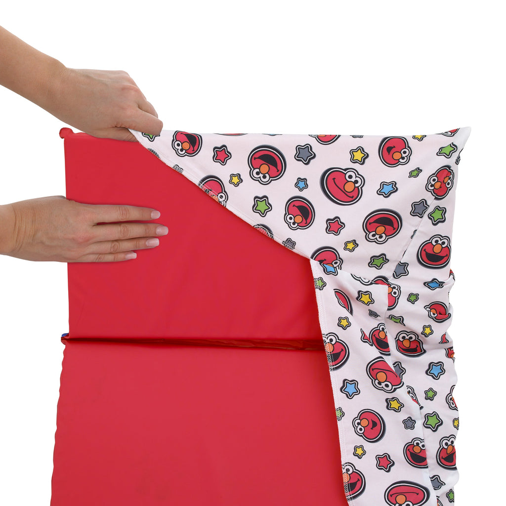 Elmo, Red, Blue, Yellow, Green and White with Stars Super Soft Preschool Nap Pad Sheet