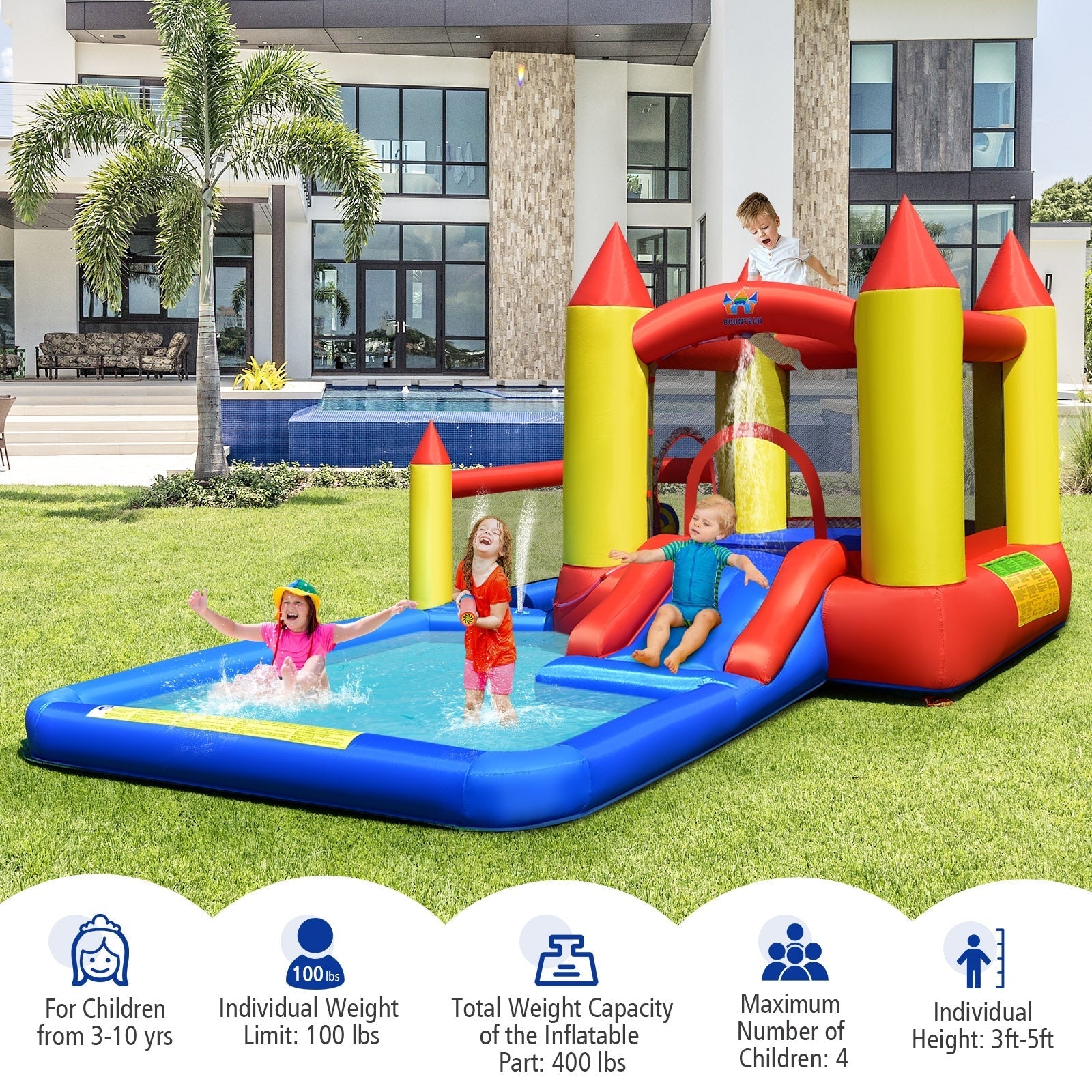 Inflatable Water Slide with Slide and Jumping Area