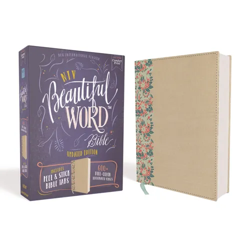 Niv, Beautiful Word Bible, Updated Edition, Peel/Stick Bible Tabs, Leathersoft Over Board, Gold/Floral, Red Letter, Comfort Print: 600+ Full-Color Ill - Hardcover