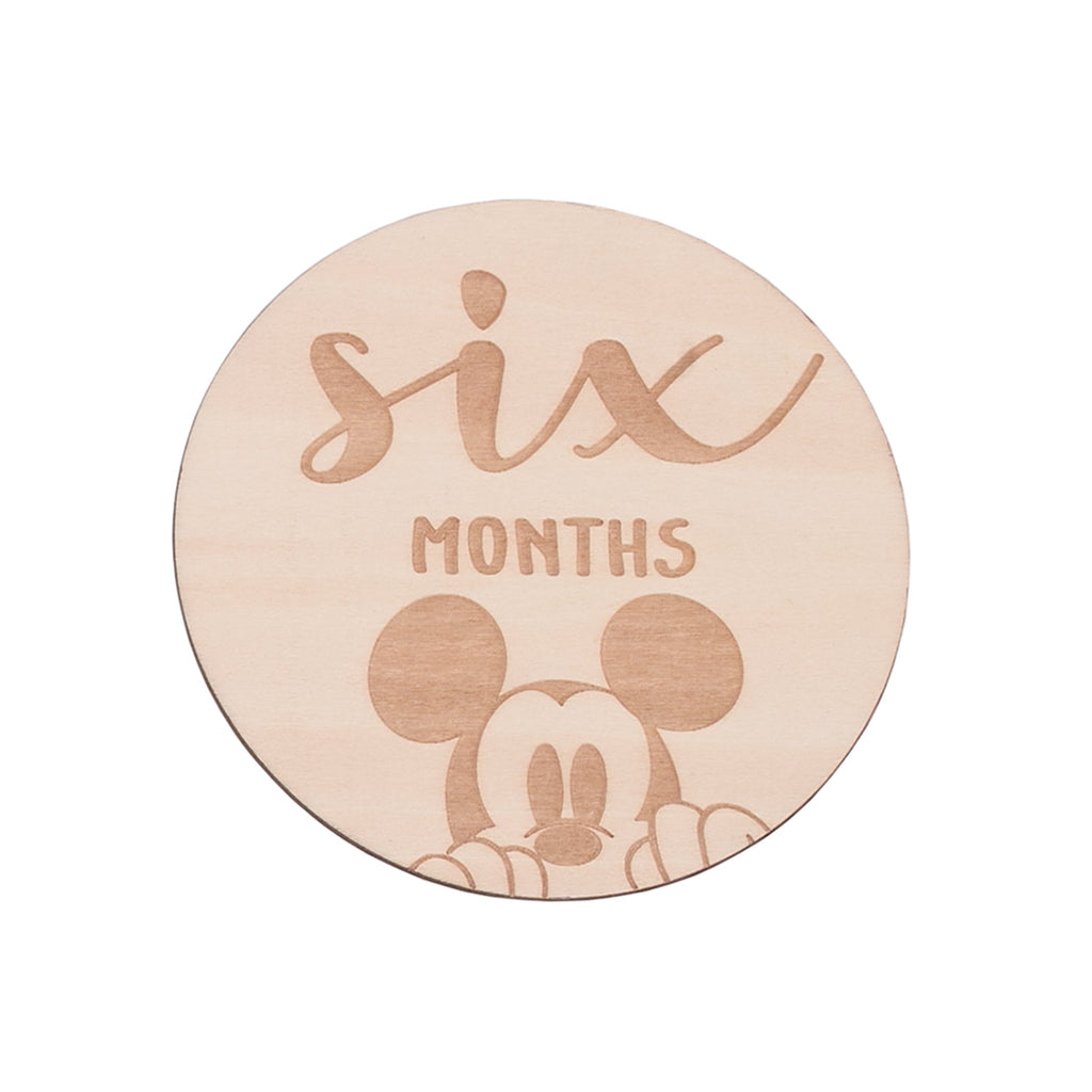 Mickey Mouse Natural Wood Tone, 12 Piece Wooden Engraved Milestone Cards