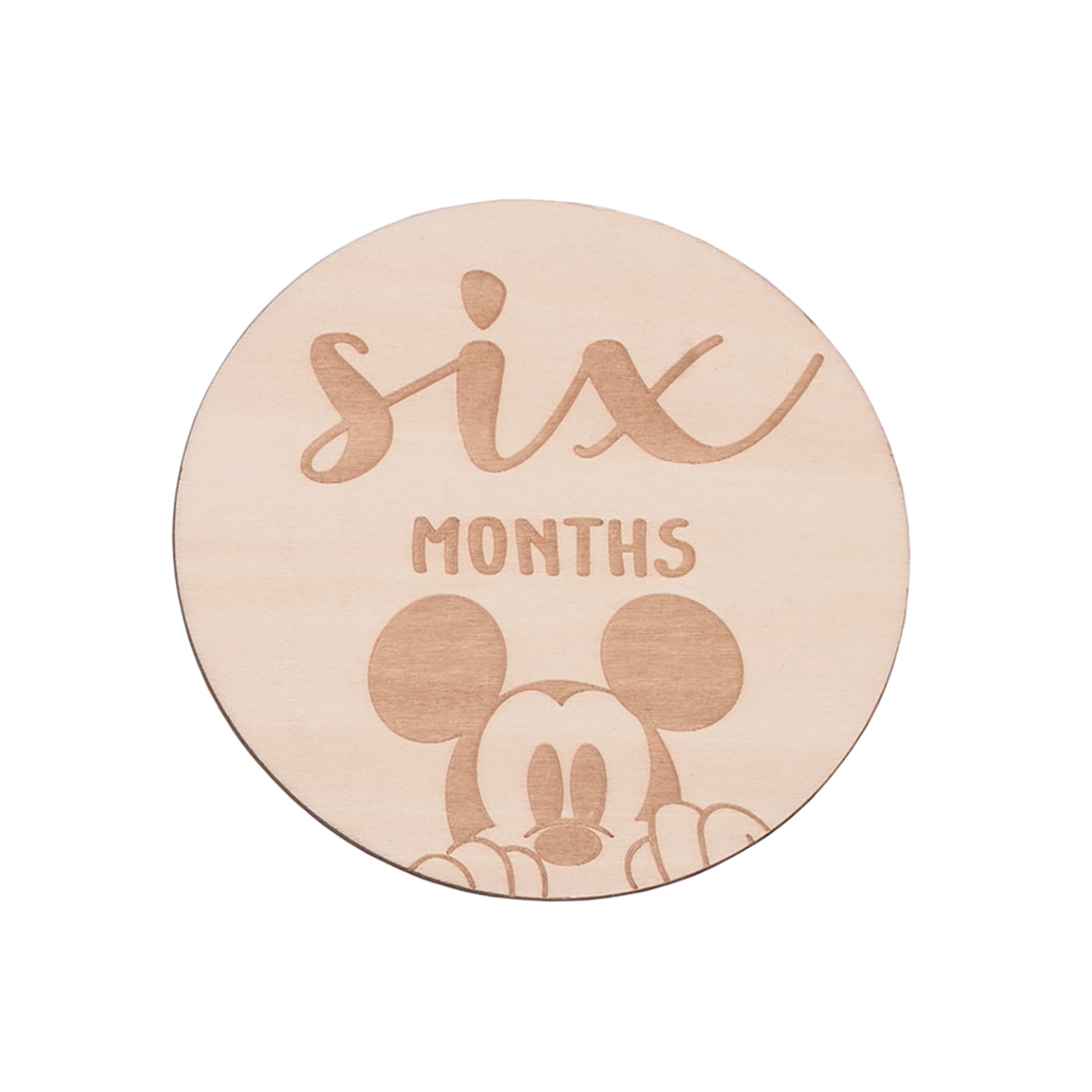 Mickey Mouse Natural Wood Tone, 12 Piece Wooden Engraved Milestone Cards