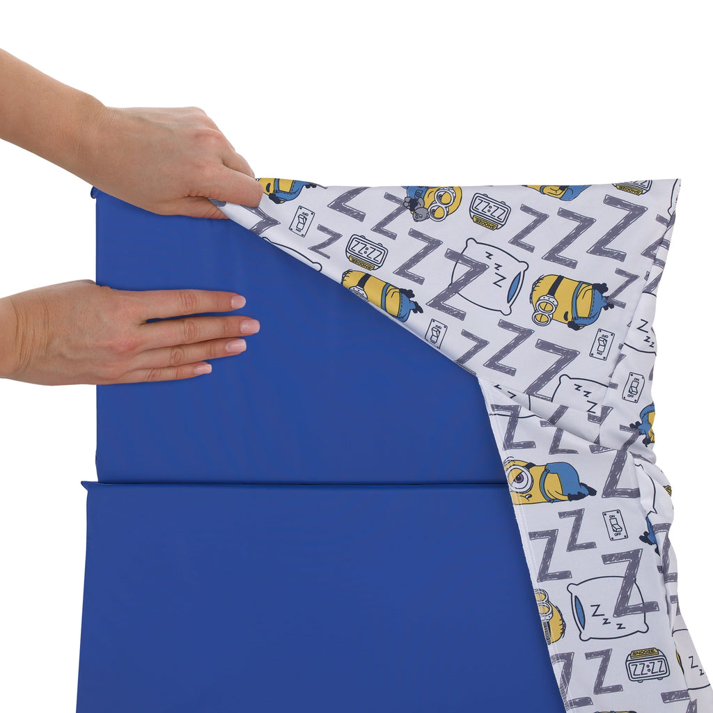 Lazy Minions Club Gray, Blue, Yellow, and White Preschool Nap Pad Sheet