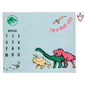 Jurassic World Blue, Green, Orange and Yellow I'm-a-Roar-able Dinosaur Super Soft Milestone Baby Blanket