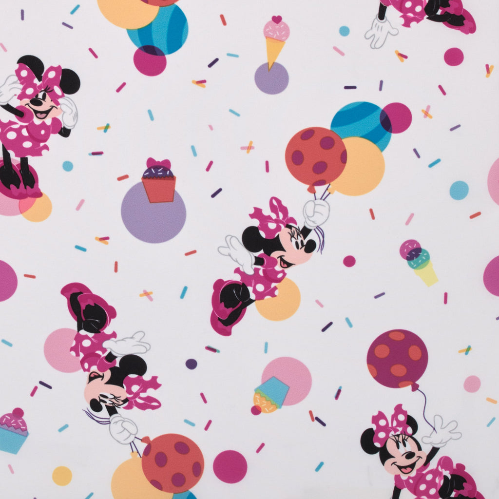 Minnie Mouse Let's Party Pink, Lavender, and White Balloons, Cupcakes, and Confetti Deluxe Easy Fold Toddler Nap Mat