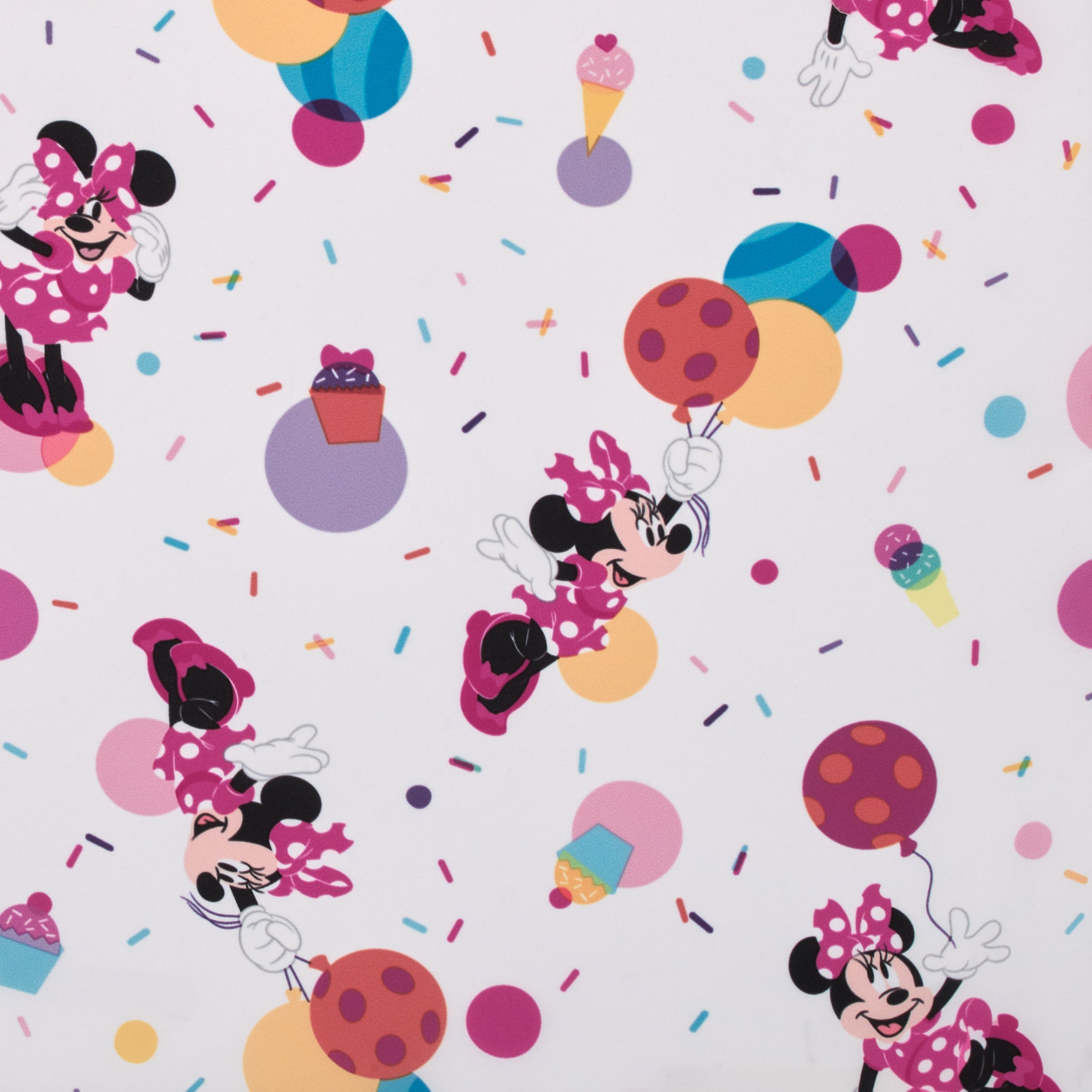 Minnie Mouse Let's Party Pink, Lavender, and White Balloons, Cupcakes, and Confetti Deluxe Easy Fold Toddler Nap Mat