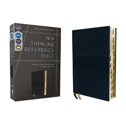 Niv, Thinline Reference Bible (Deep Study at a Portable Size), Leathersoft, Navy, Red Letter, Thumb Indexed, Comfort Print - Imitation Leather