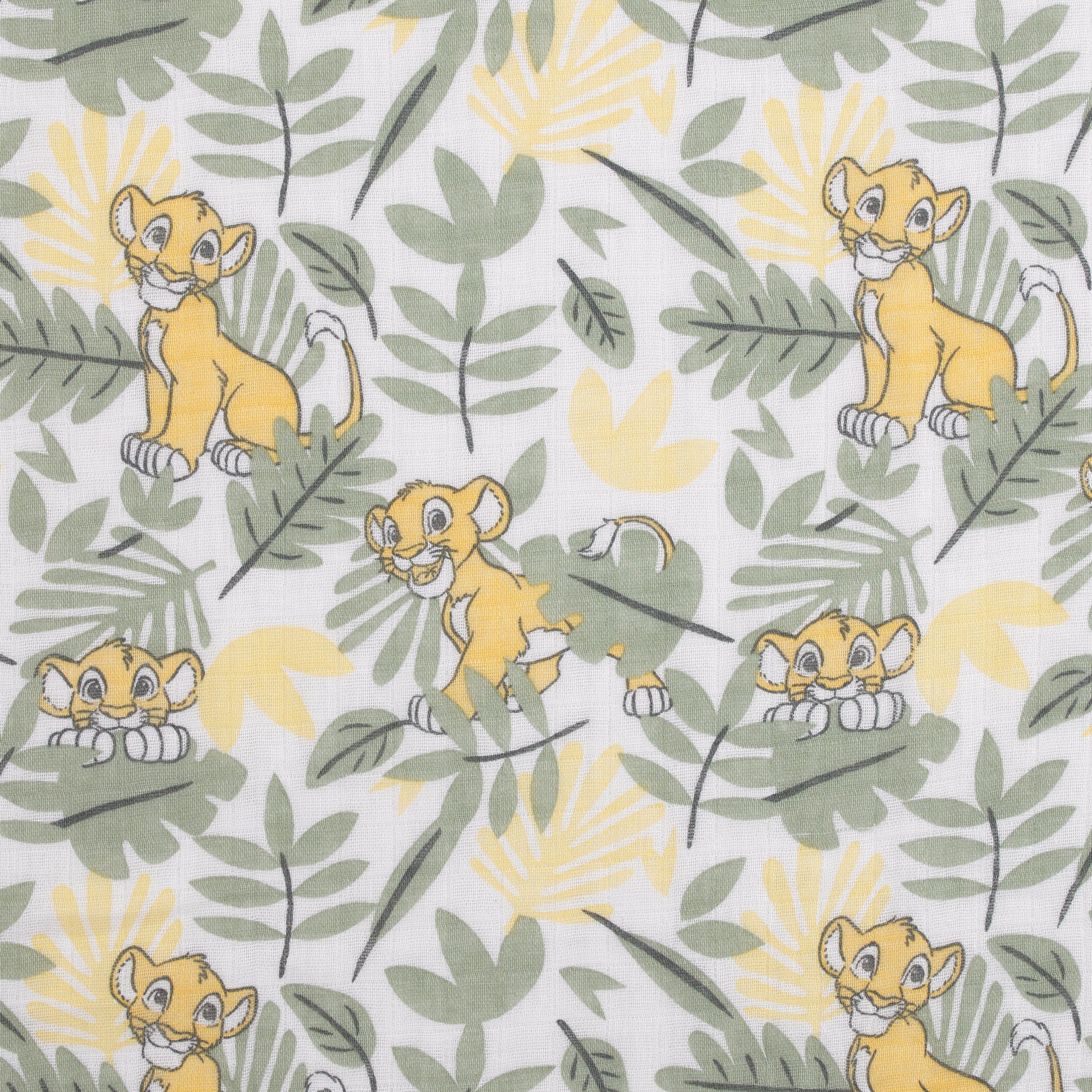 Disney Lion King Sage, Yellow, and White 3 Piece Muslin Swaddle Baby Blanket Set