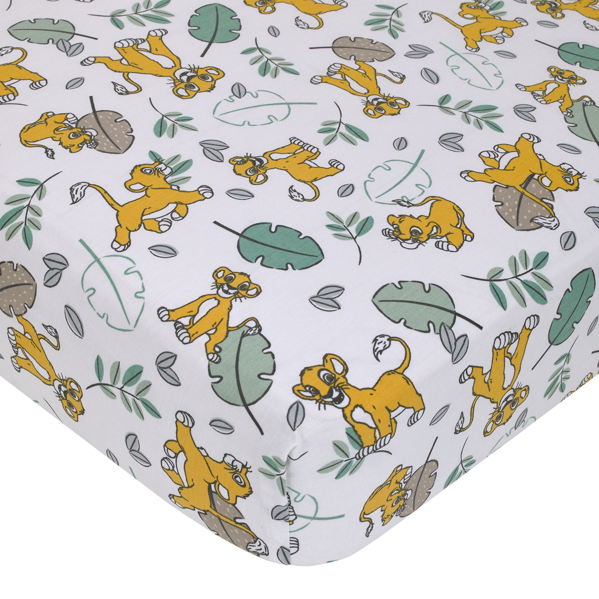 Lion King Blue, Green, Taupe and Gold Simba Future King 3 Piece Nursery Crib Bedding Set - Comforter, Cotton Fitted Crib Sheet, and Crib Skirt