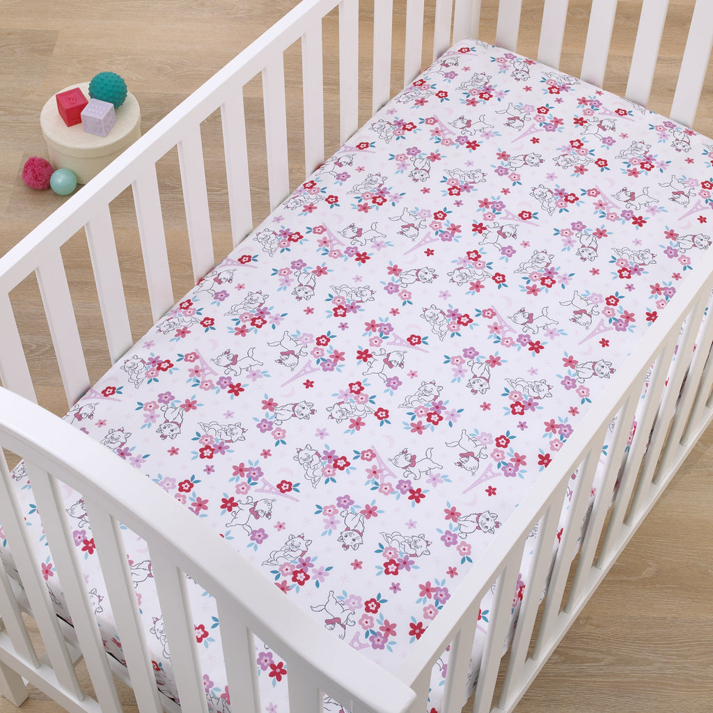 Disney Aristocats Pink, White, and Teal, Marie Super Soft Nursery Fitted Crib Sheet