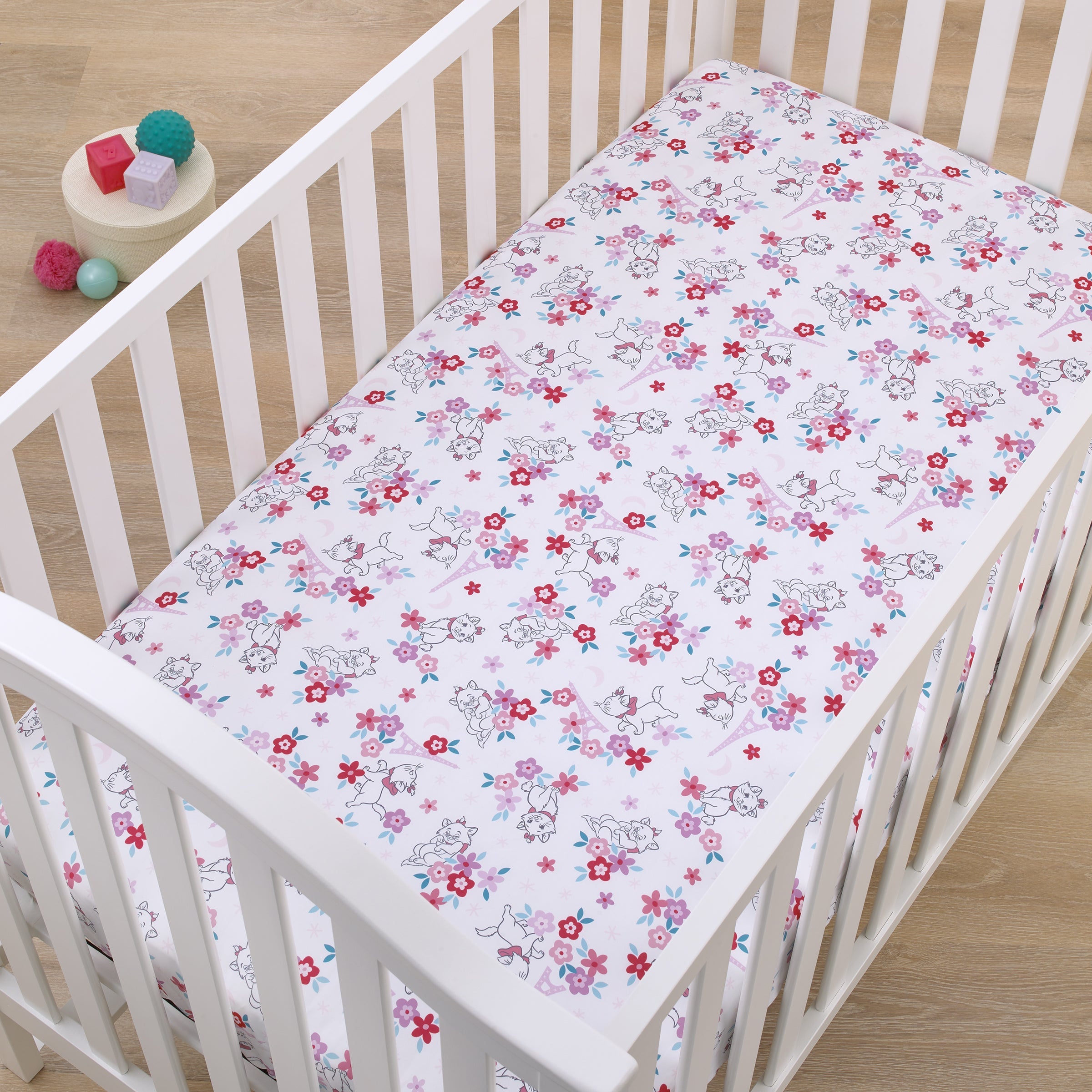 Disney Aristocats Pink, White, and Teal, Marie Super Soft Nursery Fitted Crib Sheet