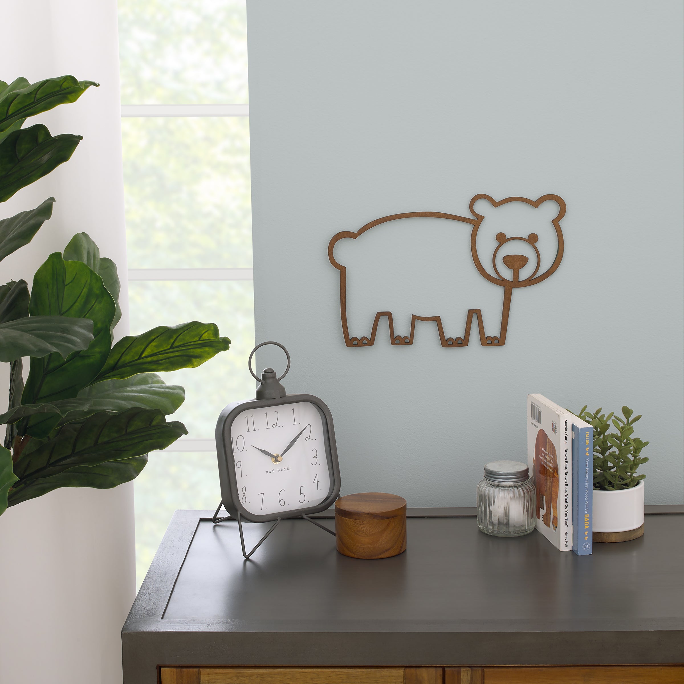 Bear Shaped Textured Wood Tone Wall DÃ©cor