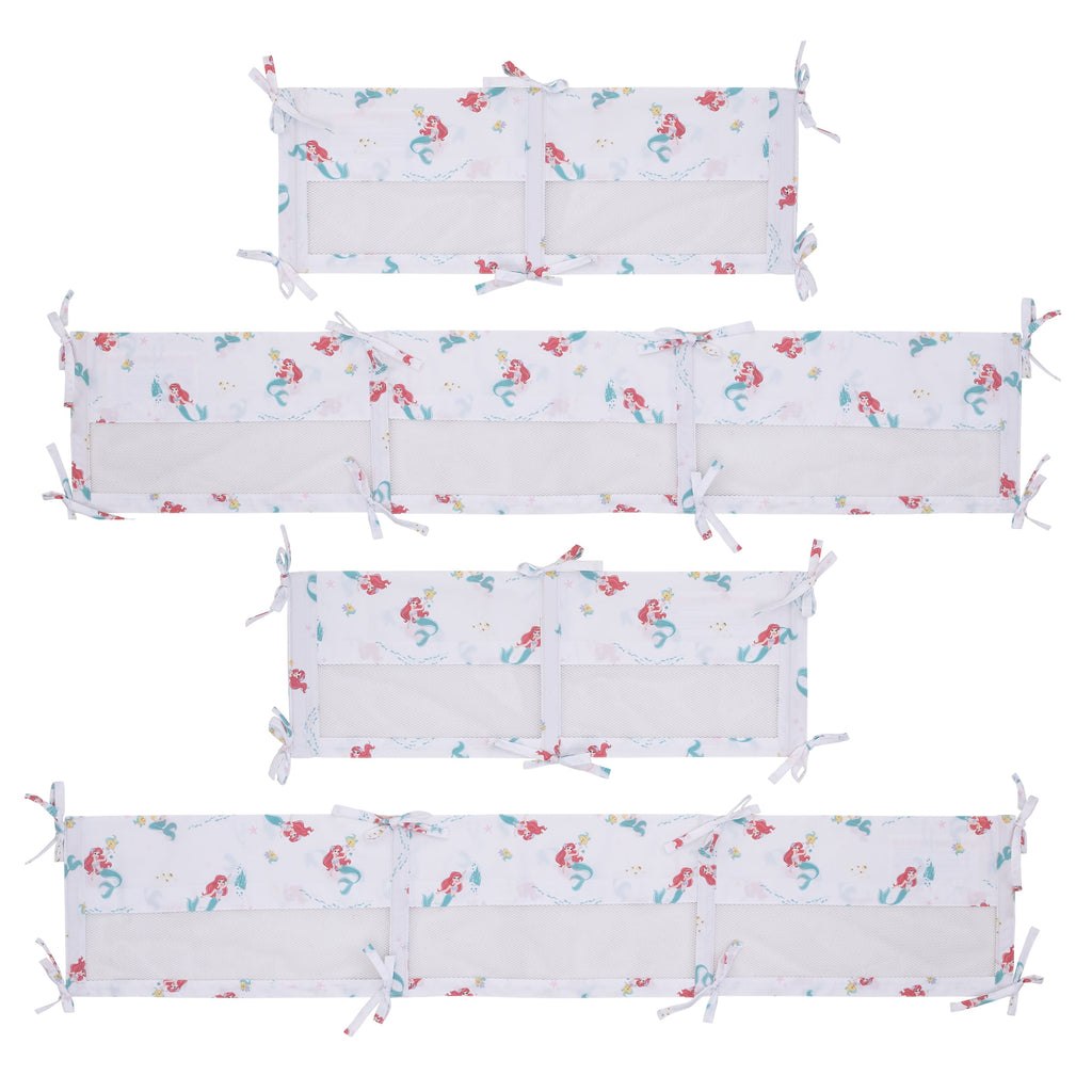 Ariel Watercolor Wishes Aqua, White, and Orange Crib Liner