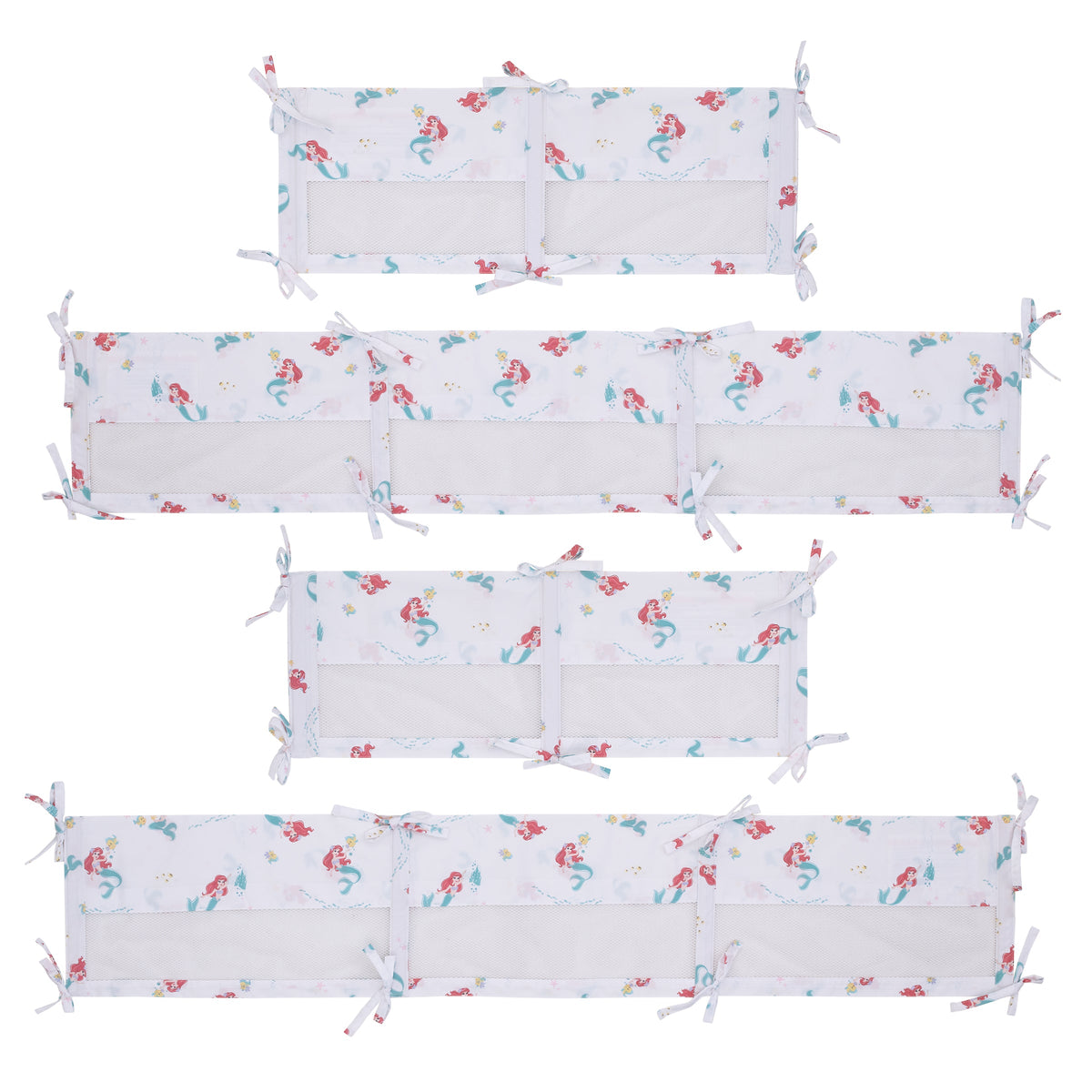 Ariel Watercolor Wishes Aqua, White, and Orange Crib Liner