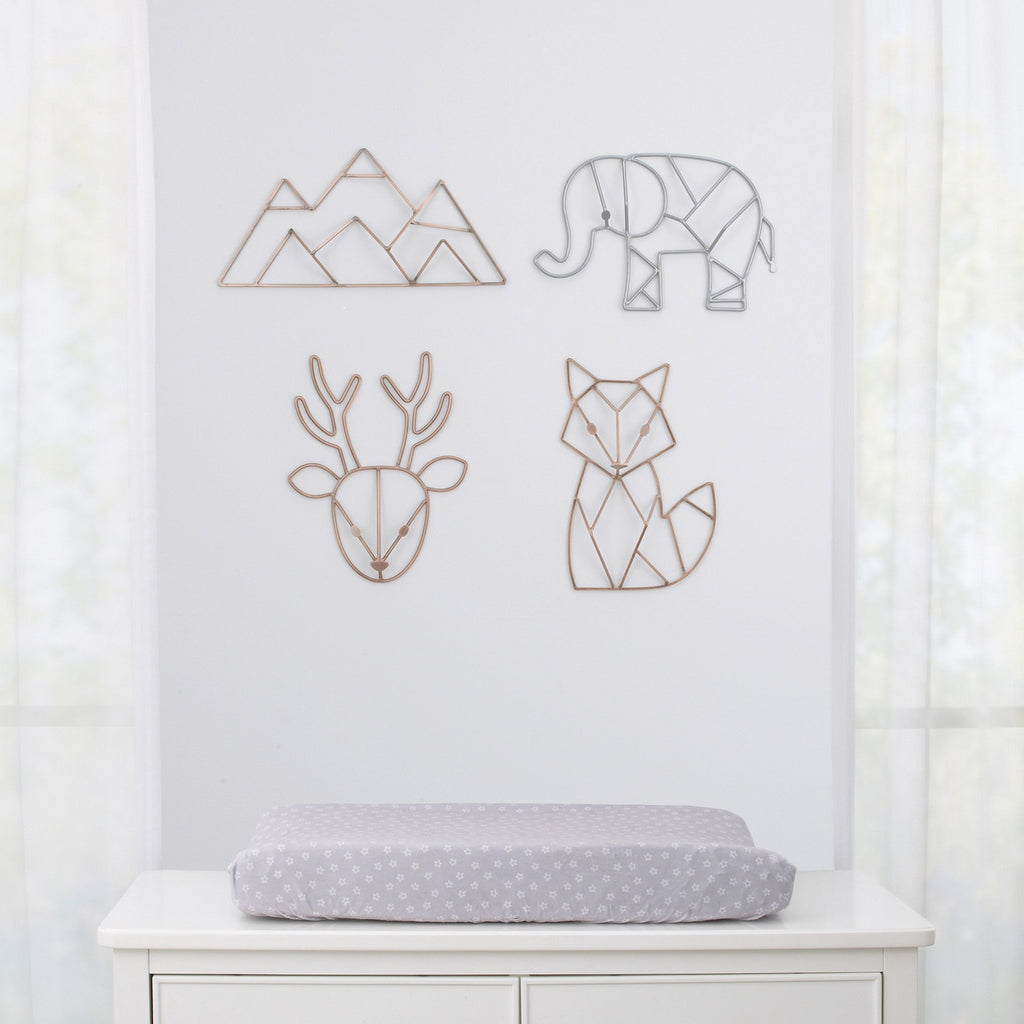 Elephant Shaped Wire Nursery Wall Decor, Grey Finish