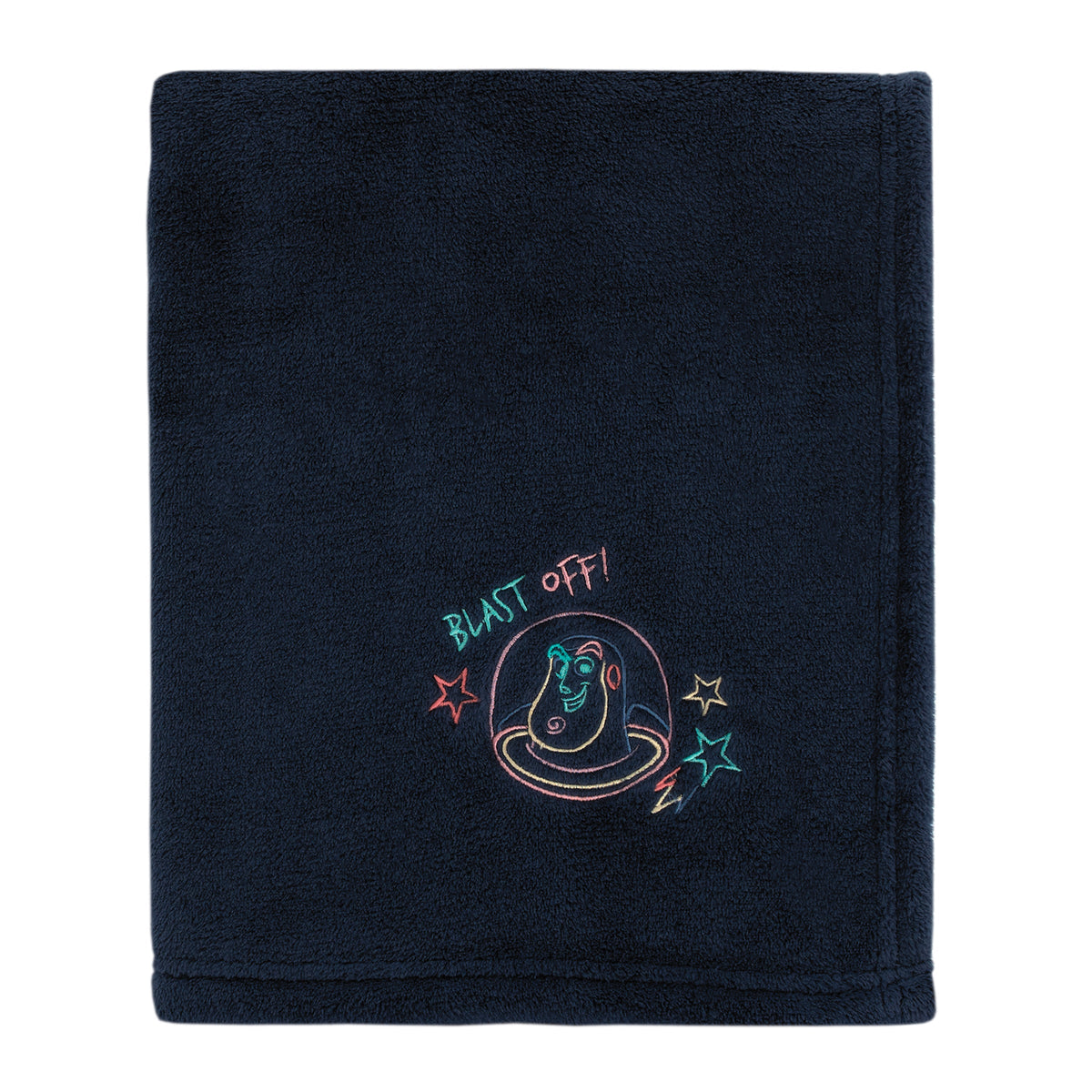 Toy Story Color Crazy Blue, Green and Orange Blast Off Buzz Lightyear Super Soft Appliqued Baby Blanket