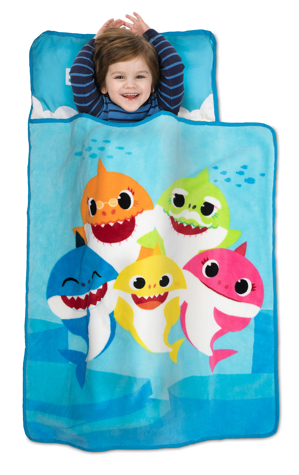 NoJo Baby Shark Toddler Nap Mat - Includes Attached Pillow and Blanket