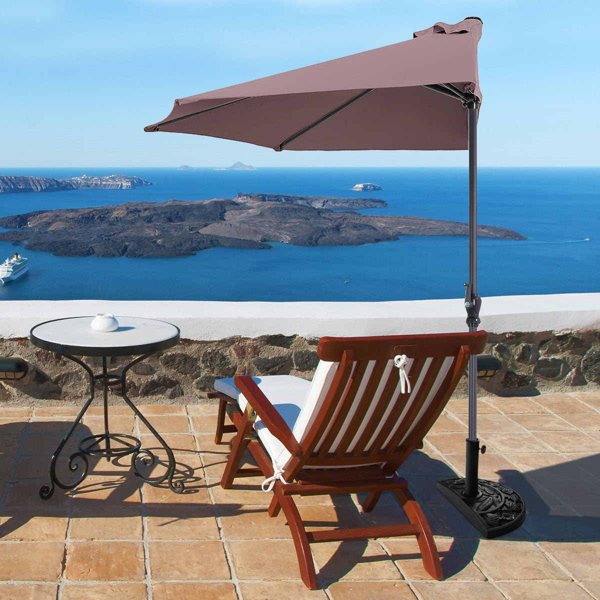 9Ft Patio Bistro Half Round Umbrella