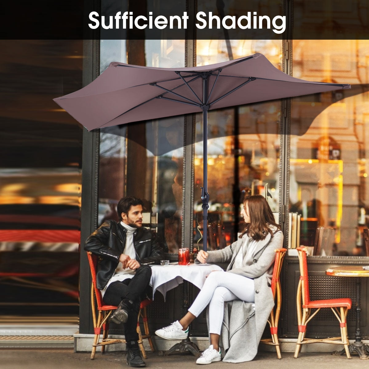 9Ft Patio Bistro Half Round Umbrella