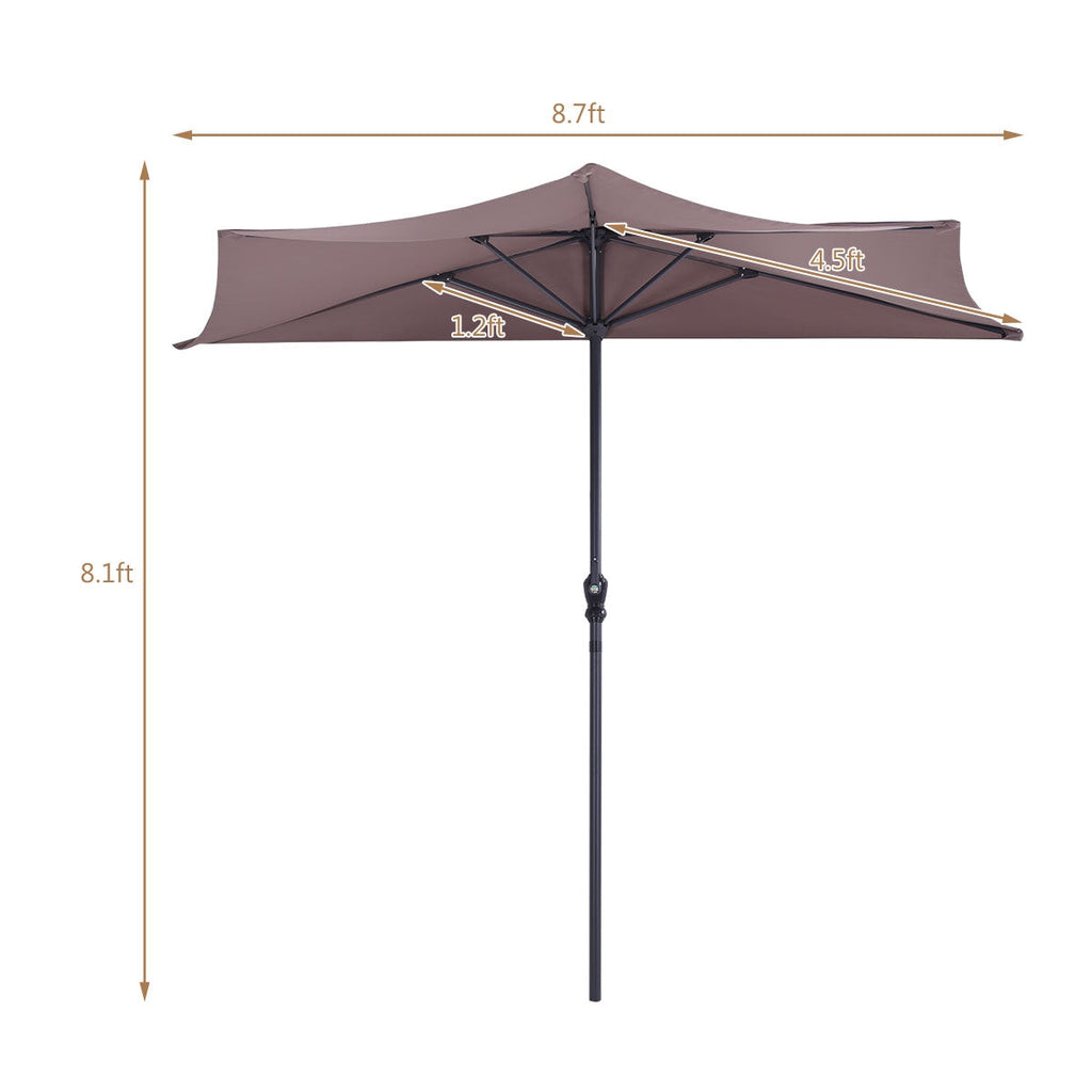 9Ft Patio Bistro Half Round Umbrella