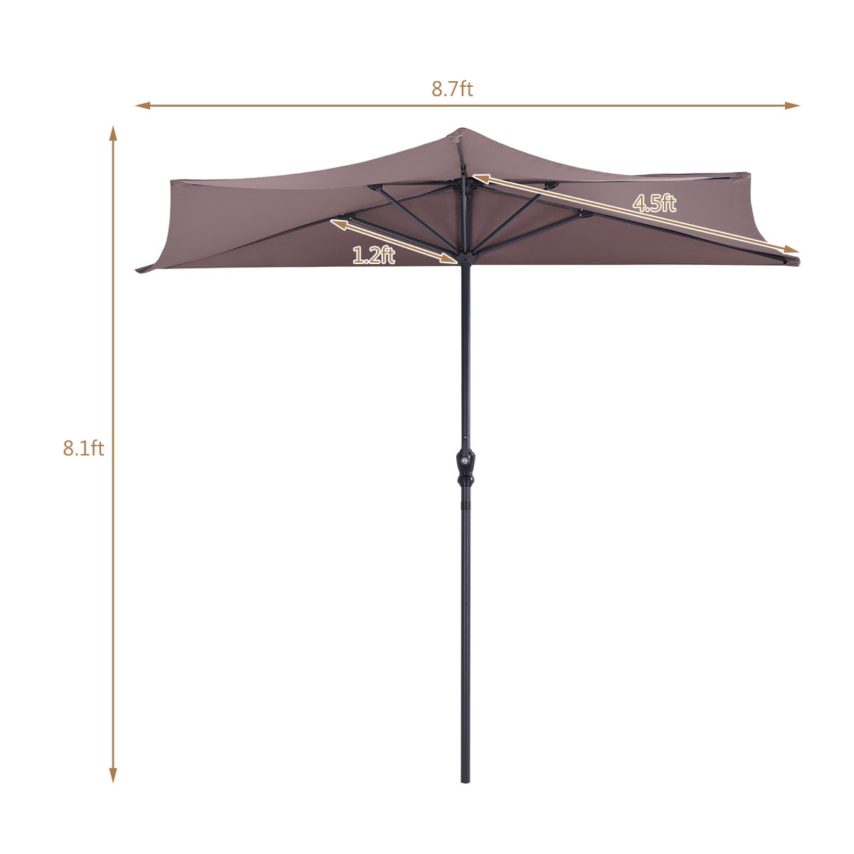 9Ft Patio Bistro Half Round Umbrella