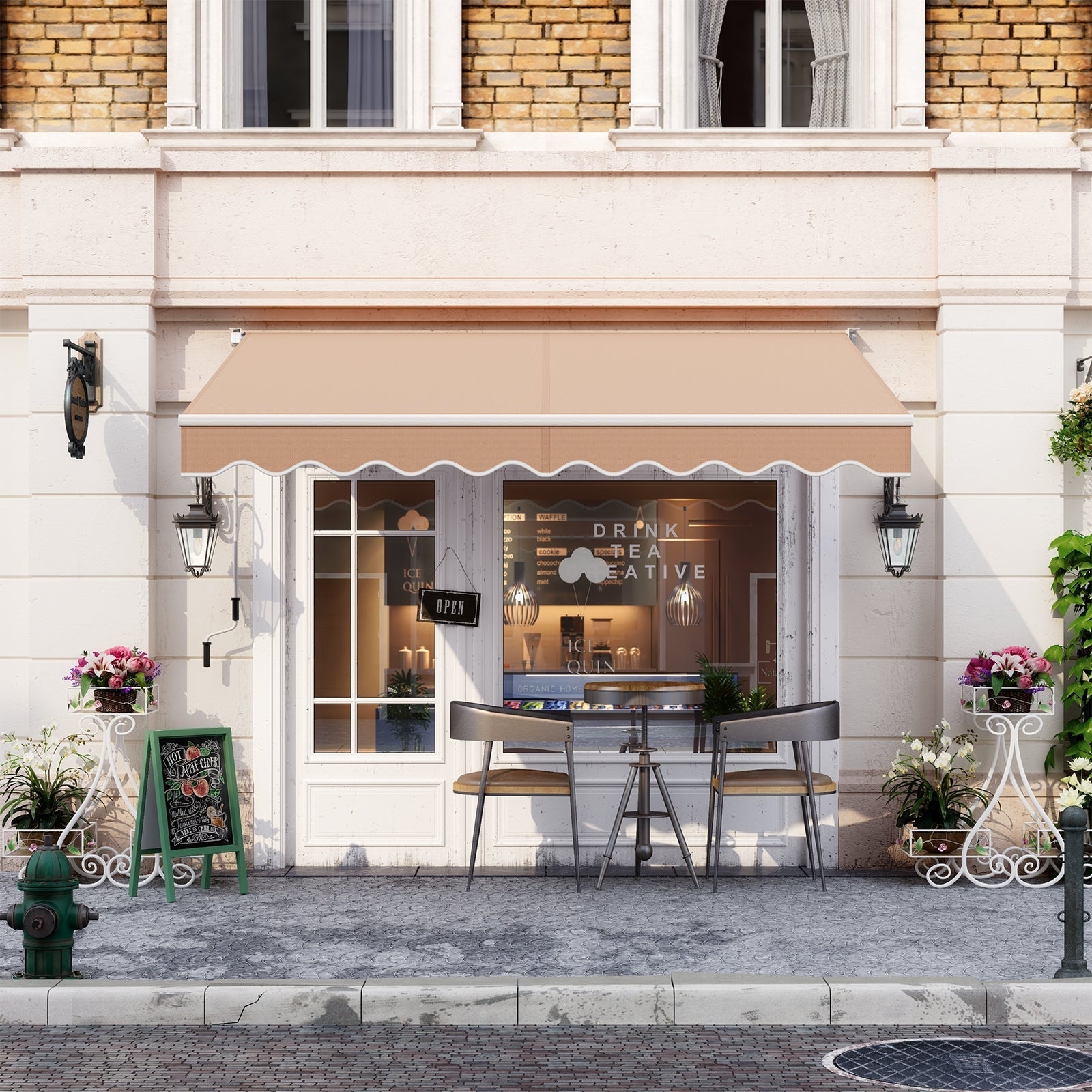 8 x 6.6 Feet Patio Retractable Awning with Manual Crank Handle