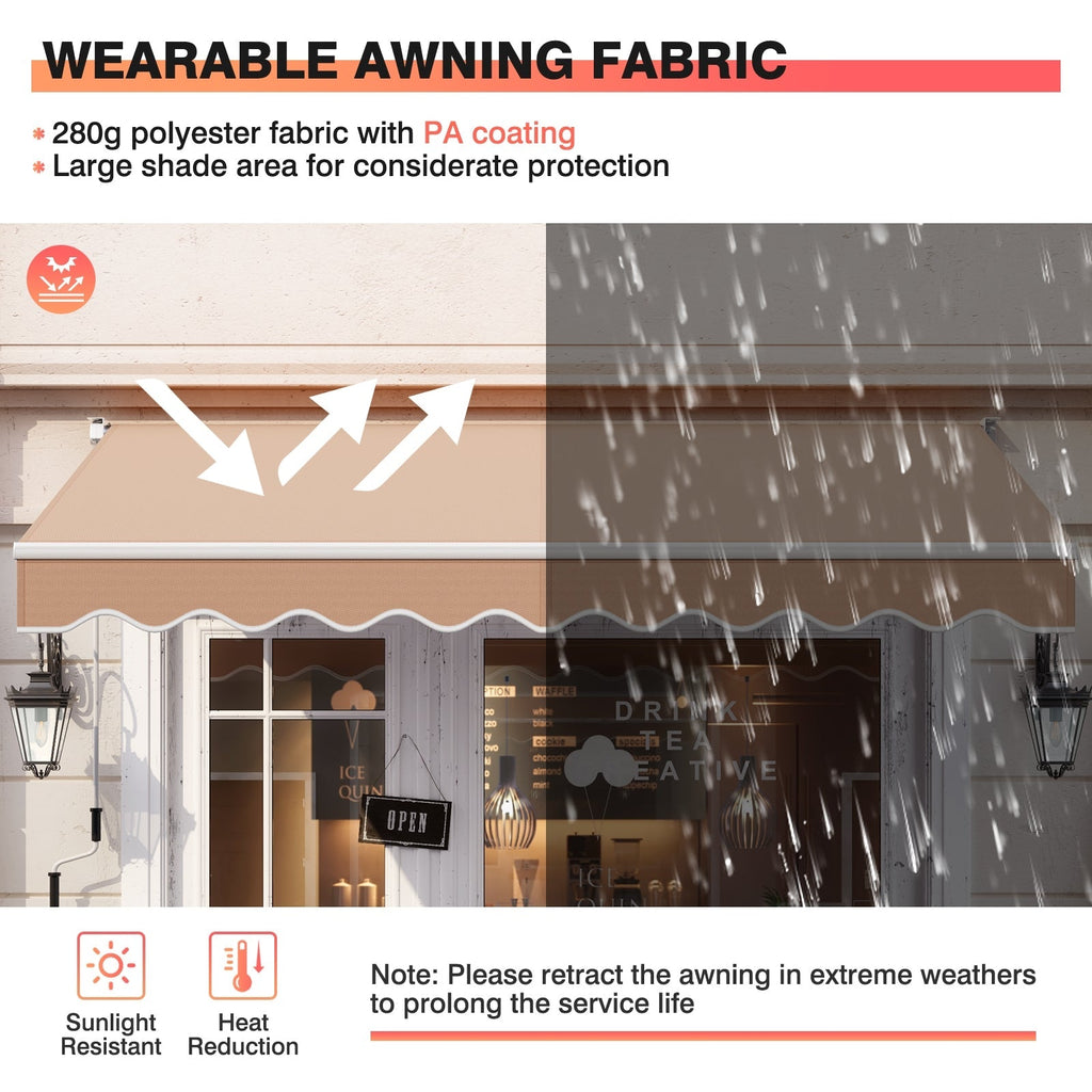 8 x 6.6 Feet Patio Retractable Awning with Manual Crank Handle