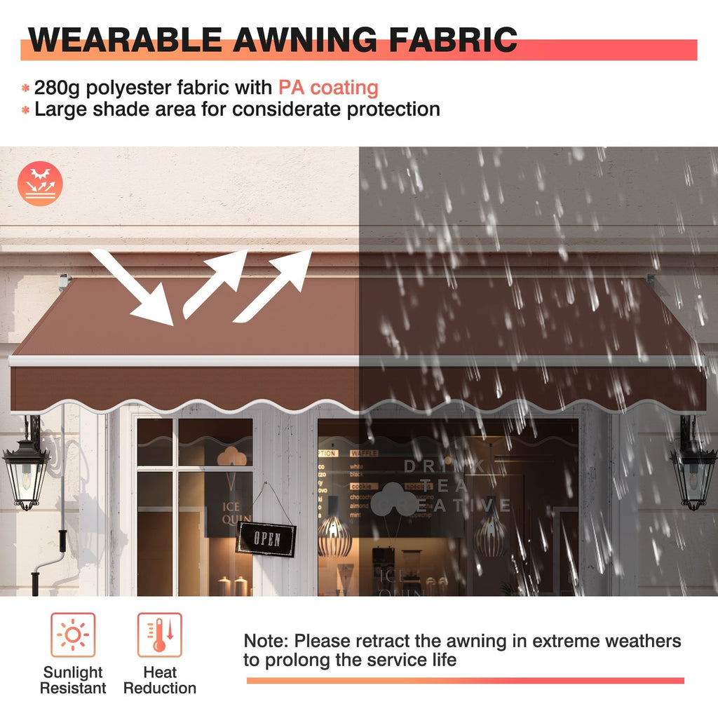8 x 6.6 Feet Patio Retractable Awning with Manual Crank Handle