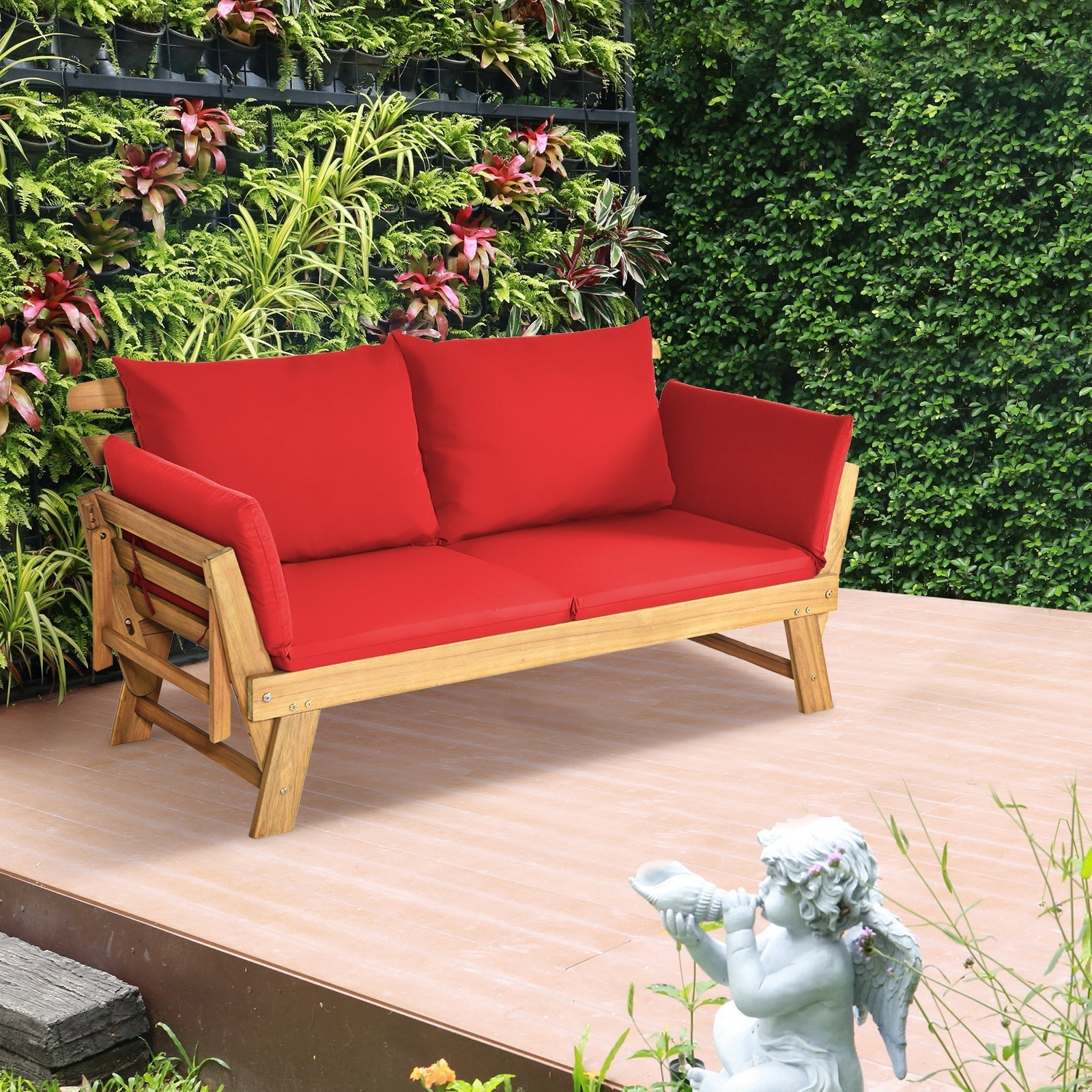 Adjustable Patio Convertible Sofa with Thick Cushion