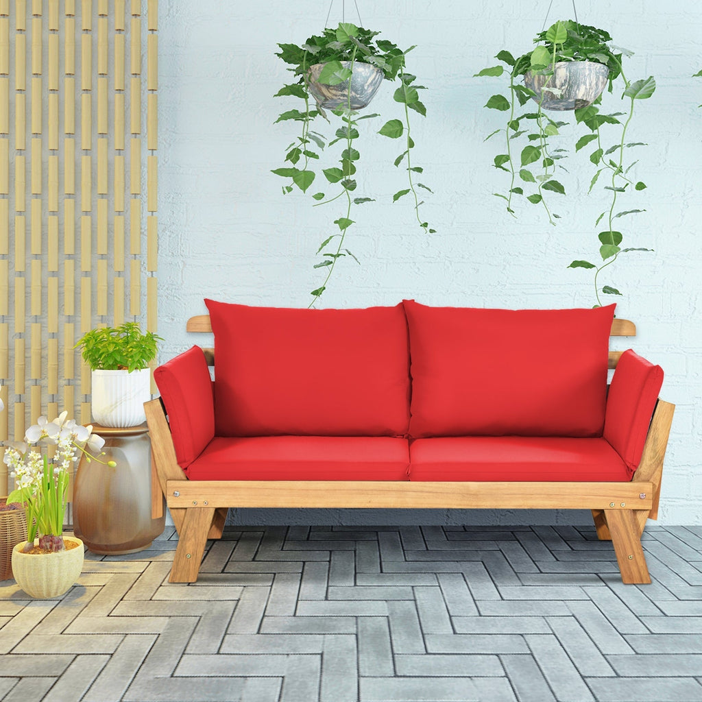Adjustable Patio Convertible Sofa with Thick Cushion